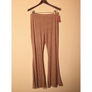 Suede Tan Bell Bottom Pants High Waist Size L